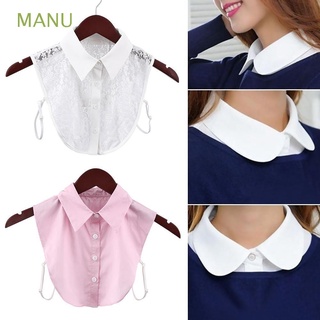 MANU Fashion False Tie Detachable Clothes Accessories Shirt Fake Collar Lace Women Men Cotton Vintage Lapel Blouse Top