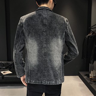 Jeans de los hombres blazers y traje chaquetas Slim Fit 85% algodón Casual denim blazer hombres prendas de abrigo 2019 (3)