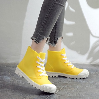 nueva mujer botas de lluvia impermeable botines plataforma mujer color sólido zapatos primavera invierno lluvia zapatos antideslizante mujer botas de lluvia