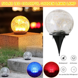 yaochengg solar led bola de vidrio jardín césped lámpara crackle led luz colorida decoración de jardín