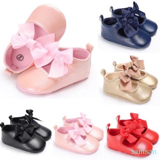 ✿ BS ✪ Zapatos De Bebé , Color Sólido Antideslizante De Cuero De La PU Prewalker Suela Suave Para Niños , 0-18 Meses