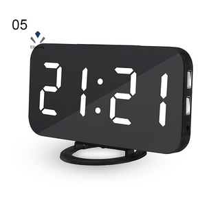 reloj despertador y base de cargador 2 en 1 reloj digital puede cargar teléfono led pantalla espejo snooze (7)
