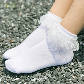 Bliss suave princesa calcetines Retro volantes tobillo calcetines mujeres Lolita encaje dulce cómodo niñas calcetines cortos/Multicolor