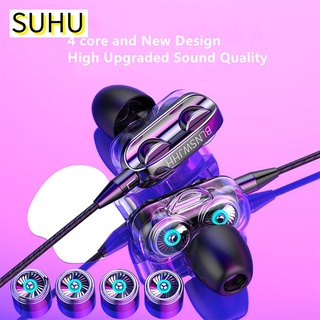 Suhu In-Ear deporte auriculares de 3,5 mm auriculares auriculares con cable doble altavoz con micrófono soporte de llamada estéreo Dual Drive 4D Bass/Multicolor