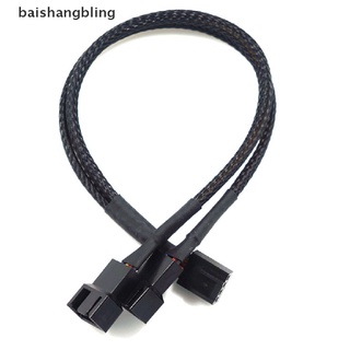 Bsbl Copper 2 Way PWM 4Pin/3Pin Computer Fan Sleeved Splitter Extension Cable 27cm Bling