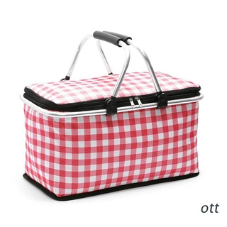 ott. cesta de picnic al aire libre de doble mango cesta rectangular con tapa de película de aluminio forros de alimentos fruta almacenamiento cesta de transporte
