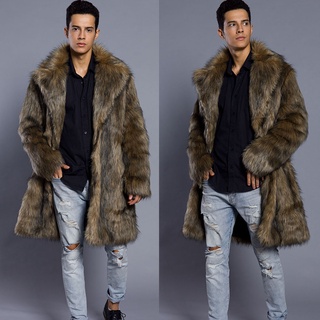 [gcei] moda para hombre cálido grueso abrigo abrigo chaqueta de piel sintética parka outwear cardigan