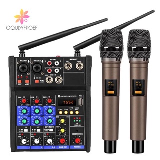Mezclador de Audio de 4 canales con micrófono inalámbrico mezcla de sonido con Bluetooth USB Mini mezclador de Dj+Karaoke sin cable