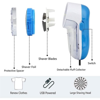 Removedor de pelusa de la máquina de afeitar de tela, afeitadora de suéter eléctrica con alimentación por USB, quita la pelusa de la ropa y el sofá (8)