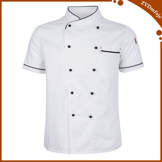 chef\\\'s chaqueta uniforme de manga corta hotel cocina chef\\\'s abrigo abrigo blanco