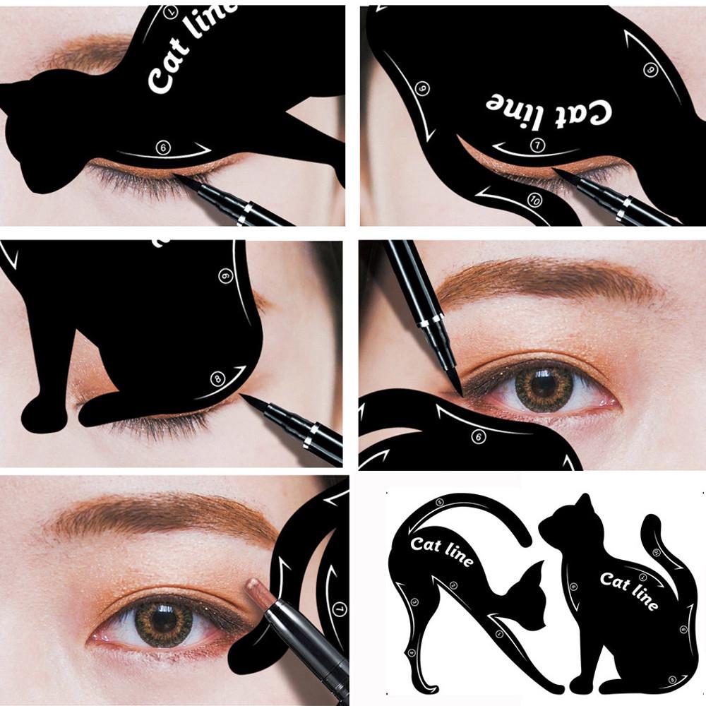 Delineador de cejas y pestañas Plantilla de ayuda para dar forma / Plantillas de dibujo para delinear los ojos / Herramientas de maquillaje para definir la sombra de los ojos 2Pcs Set Multifunciónales