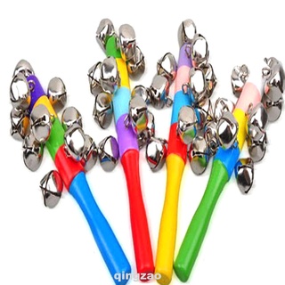 10 campanas bebé niños Jingle arco iris Shaker palo de madera instrumento Musical juguetes