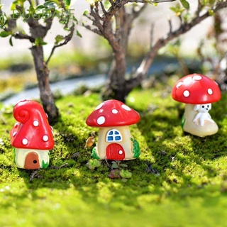 DUGDALE Small Micro Landscape Resin Fairy Garden Ornament Miniature Figurine Office Cute Mushroom House Craft Miniature Handmade Bonsai Decoration/Multicolor