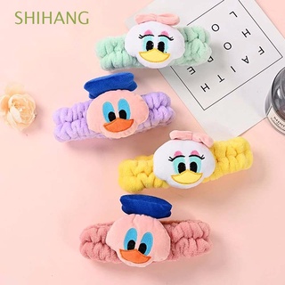 Shihang lindo Donald banda de pelo elástico aro de pelo lavado cara de lana de Coral accesorios de pelo Anime personaje de dibujos animados pato muñeca niñas Headwear