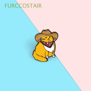 FURCCOSTAIR Caps Cowboy Cats Kitten Jewelry Novelty Animal Enamel Pin Clothes Accessories Cute Badge Gift Funny Brooch Cartoon Metal Lapel Pins