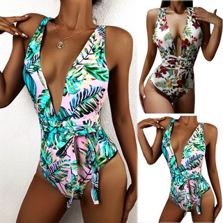 shein^_^ nuevo traje de baño de una pieza para mujer sexy colorido impreso multi encaje bikini conjunto