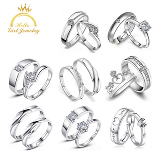 Hello Girl joyería 2 unids/Set coreano anillo de apertura pareja anillo mujer circonita incrustaciones de diamante corona anillo de boda anillo de joyería anillo niñas regalos de moda