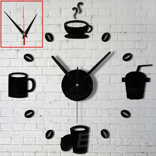 3D acrílico espejo estilo café reloj de pared pegatina moda DIY diseño moderno