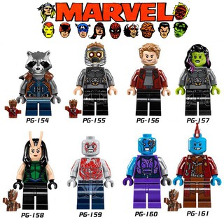 Marvel Comics Series lego compatible Star-Lord,Gamora, Rocket Raccoon, Yondu, dragon, Mantis, Nebula Minifigures para niños lego juguetes