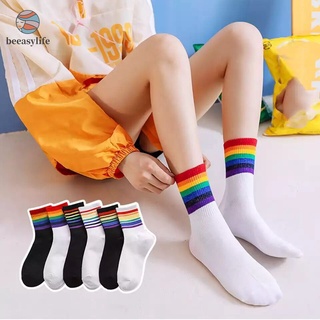 Calcetines De Tubo De algodón Puro arcoíris para mujer calcetines a la Moda estilo Harajuku