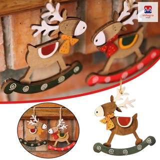 Colgantes de madera de navidad pintados a mano Retro alce colgantes adornos de navidad para fiesta en casa