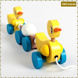 Yellow Duck Pull-Along Wooden Toy, Bright Colors for Toddler Baby Walker (6)