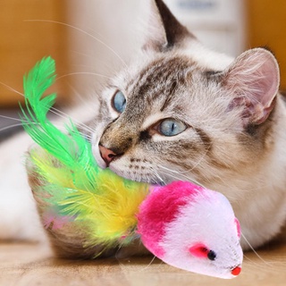 bylstore - juguete divertido para mascotas, gato, peluche, falso ratón interactivo, juguetes con plumas