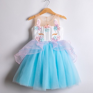 Vestido de unicornio para niñas, diseño de princesa arco iris, disfraz de fiesta para niñas, navidad, Halloween, Pony, disfraz (5)