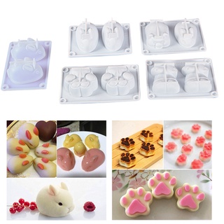 【ssssre】 Silicone Molds Baking for Mousse Cake, 3D Rabbit Easter Baking Molds Dessert Molds for Pastry Truffle Pudding Jelly Cheesecake, Bunny Shape, 2-Cavity 【ssssre】