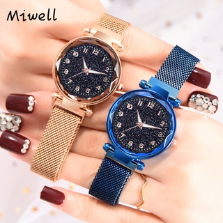 miwell reloj de cuarzo con diamantes de cielo estrellado para mujer casual jam tangan wanita wh1992-81