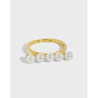 estilo coreano s925 plata de ley abierta delgada anillo para mujer diseño de nicho micro-incrustaciones shell perla joyería fina