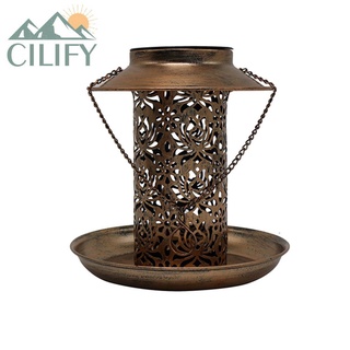 Cilify Metal alimentador de pájaros al aire libre colgante pájaro alimento titular Solar césped lámpara decoración de jardín