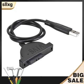 Sllxg USB 2.0 SATA Cable de unidad óptica USB 7+6 pines 13Pin CD-ROM CD DVD convertidor externo adaptador para Laptop Notebook PC (1)