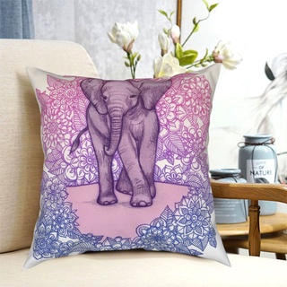 Lindo bebé elefante en rosa púrpura azul funda de almohada poliéster patrón decoración funda de almohada para cama
