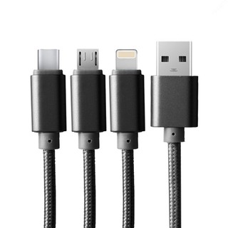 cable de carga de datos usb lightning+micro+tipo c 3 en 1 para iphone/android/huawei
