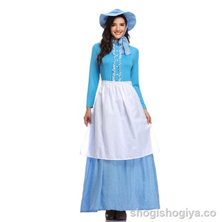 ∈Halloween blue maid maid british pioneer girl dress colonial pioneer costume wholesale