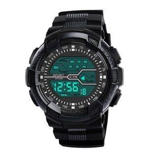 *^maika1^*reloj de pulsera deportivo de goma a prueba de agua con cronómetro Digital LCD a la moda para hombre (5)