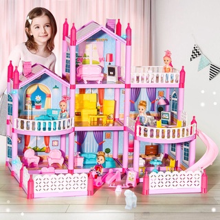 Casa de juegos para niños casa de muñecas casa de muñecas Barbie conjunto de muñecas princesa Castillo de simulación Casa de juguete para niñas (9)