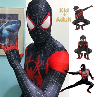 spider-man en el spider-verse cosplay niños y adultos disfraz película halloween miles morales impreso en 3d body