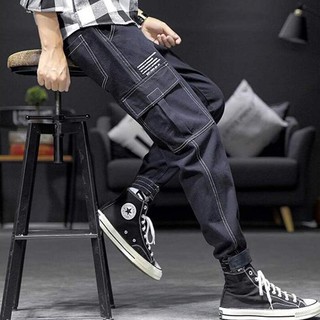 otoño jeans de los hombres de moda de la marca suelta harén casual más grasa gran patio ropa de trabajo pantalones de los hombres versión coreana de la tendencia