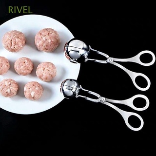 RIVEL For Rice Balls, Ice Cream Balls Meatball Maker Non-stick Kitchen Utensil Meatball Spoon Silver Creative DIY Stainless Steel Meatball Mold With Hole Kitchen Tools