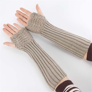 Celular moda hombres mujeres caramelo Color suave elástico invierno largo guantes de punto sin dedos manoplas/Multicolor (8)