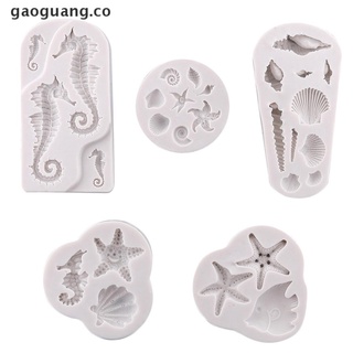 [gaoguang] molde de animales de mar diy caballito de mar estrella de mar shell molde de silicona para decoración de tartas co