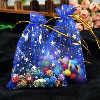 BROCADE Stunning Organza Bags Festive Party Supplies Gift Bags Jewelry Packaging Colorful Star Moon Decoration Wedding Christmas Favor Drawstring 50pcs/lot Candy Pouches (7)