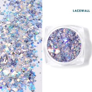 lacewall 1 tarro de uñas de purpurina copos en forma de hexágono ultra-delgado anti-crack color mezclado lentejuelas uñas arte decoraciones copos para la belleza (7)