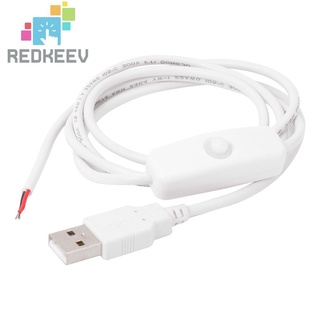 Redkeev 1m 5V USB Cable de alimentación de 2 pines USB macho extensión DIY con interruptor