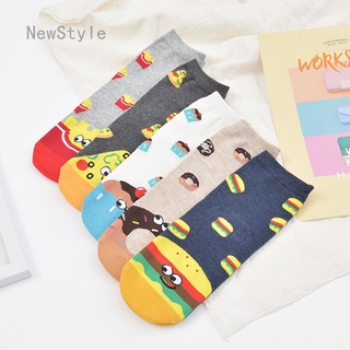 newstyle wanxiahongmao nuevos calcetines de dibujos animados de alimentos rectos calcetines de la junta francesa patatas fritas hamburguesa calcetines mojados calcetines de algodón calcetines de las mujeres medio tubo calcetines