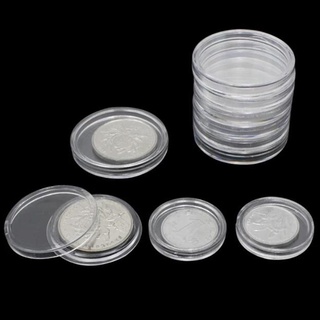 xlco 10 unids/set transparente monedas de plástico cápsulas de almacenamiento cajas de protección contenedor nuevo