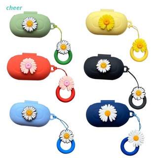 cheer Cute Flower Pattern Protective Silicone Cover Case Sleeve for Samsung-Galaxy Buds/Buds+ with Lanyard