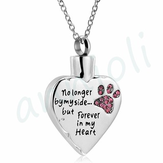 【anli】Memorial Cremation Jewelry Pet Keepsake Urn Ashes Necklace For Dog Cat